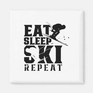 Eat Sleep Ski Repeat Winter Sports Skiing Skier Magnet