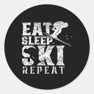 Eat Sleep Ski Repeat Winter Sports Skiing Skier Sa Classic Round Sticker
