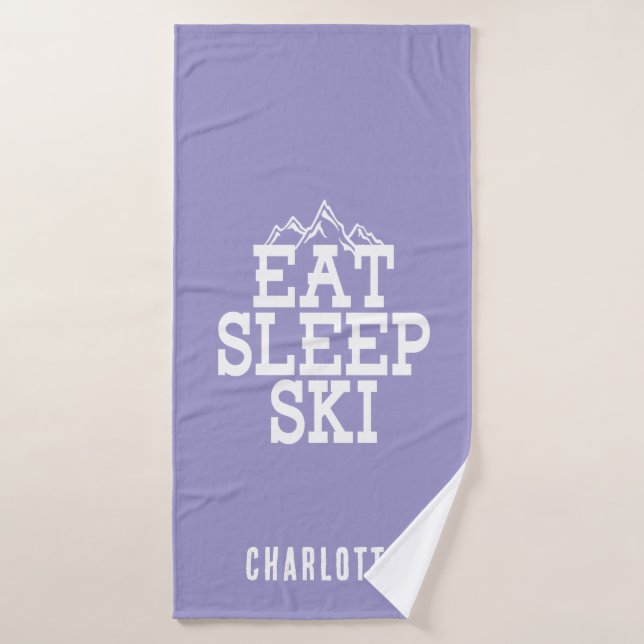 Eat Sleep Ski Winter Sports Novelty Bath Towel (Bath Towel)