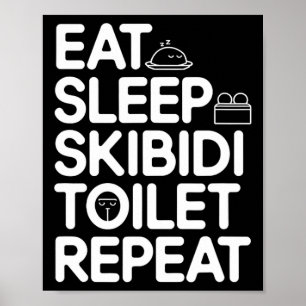 Eat Sleep Skibidi Toilet Repeat Funny Meme Vintage Poster