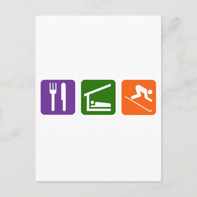 Eat Sleep Skiing Postcard (Front)