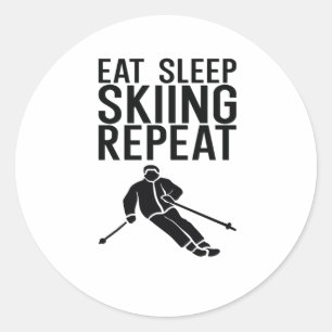 Eat Sleep Skiing Repeat Classic Round Sticker