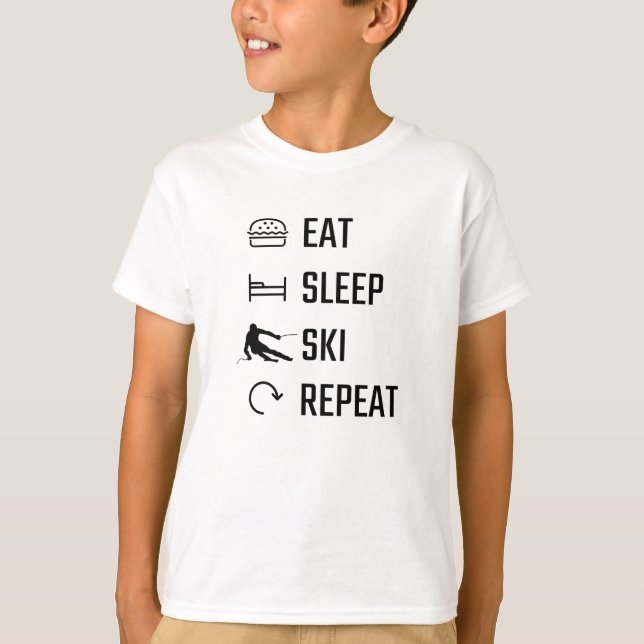 Eat Sleep Skiing Repeat T-Shirt (Front)