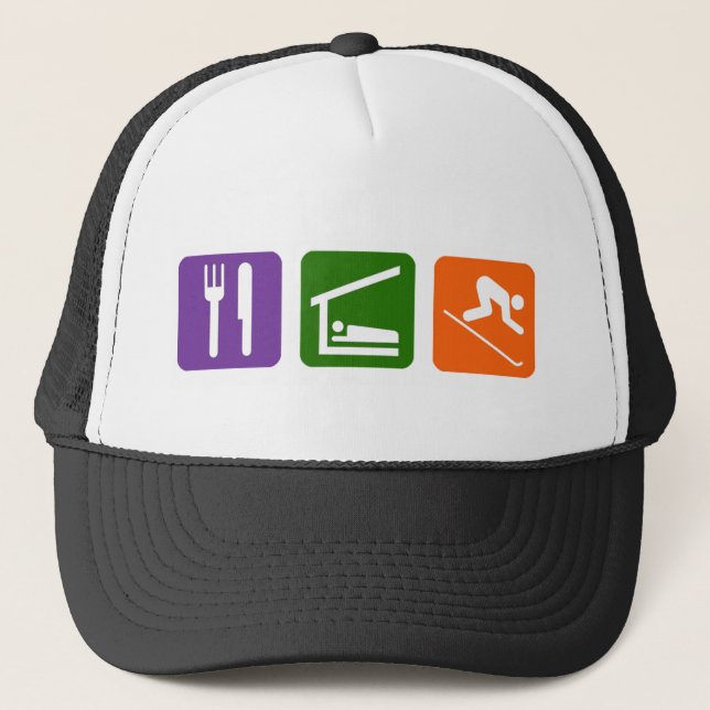 Eat Sleep Skiing Trucker Hat (Front)