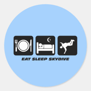 eat sleep skydive classic round sticker