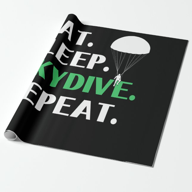 Eat Sleep Skydive Repeat Skydiving Wrapping Paper (Unrolled)