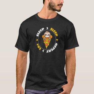 Eat Sleep Sleep Repeat Pizza Bed Lazy Sloth T-Shirt