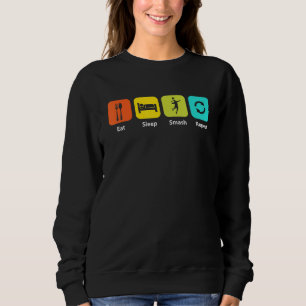 Eat Sleep Smash Repeat Colourful Badminton Tennis Sweatshirt