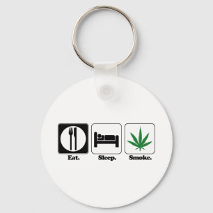 eat sleep smoke pot key ring