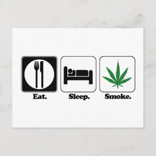 eat sleep smoke pot postcard