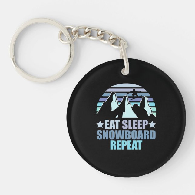 Eat Sleep Snowboard Repeat Key Ring (Front)