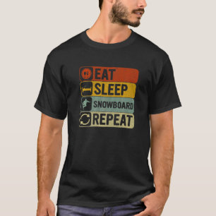 Eat Sleep Snowboard Repeat Retro 60s 70s Snowboard T-Shirt