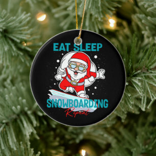 Eat Sleep Snowboarding Repeat Christmas Party Cool Ceramic Tree Decoration