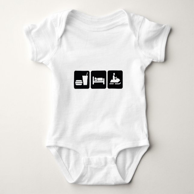 Eat Sleep Snowmobile Baby Bodysuit (Front)
