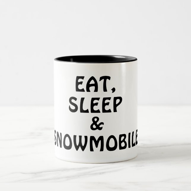 Eat, Sleep, Snowmobile Two-Tone Coffee Mug (Center)