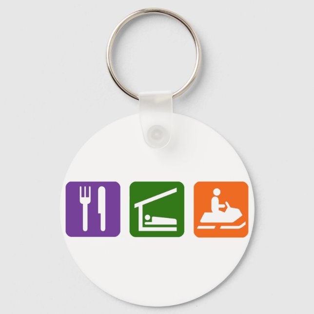 Eat Sleep Snowmobiling Key Ring (Front)