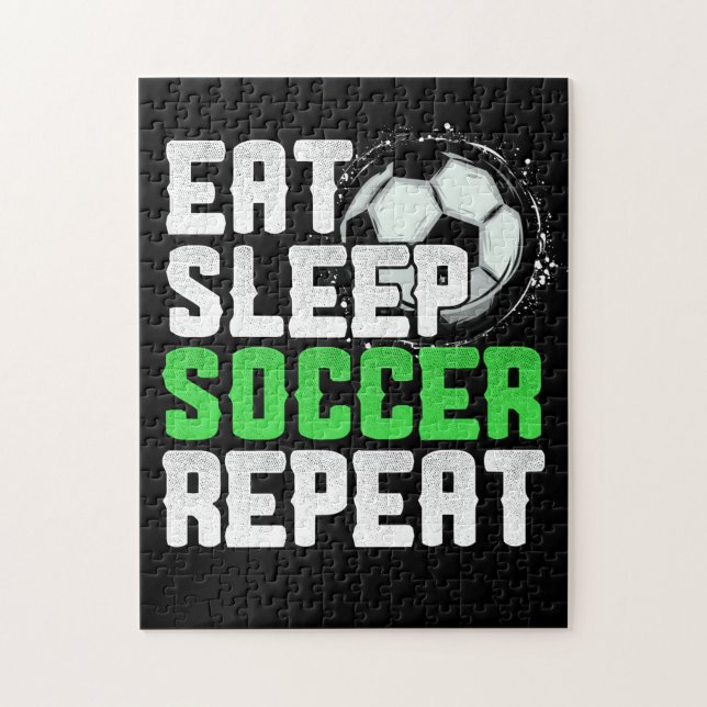 Eat Sleep Soccer Repeat Cool Sport Player Jigsaw Puzzle (Vertical)