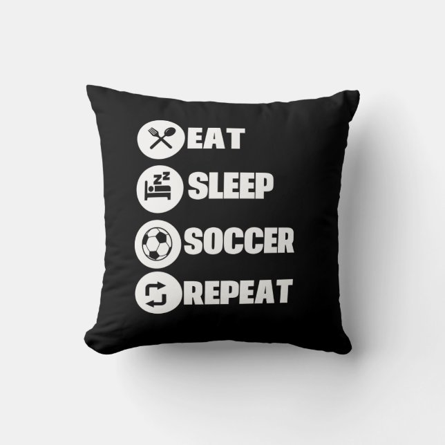 Eat sleep soccer repeat cushion (Front)