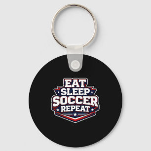 Eat Sleep Soccer Repeat Funny Football Player Coac Key Ring