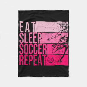 Eat Sleep Soccer Repeat Funny Footller Field Playe Fleece Blanket