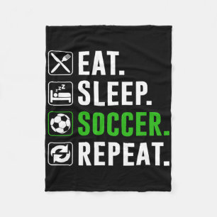 Eat Sleep Soccer Repeat Funny Soccer Player Fleece Blanket