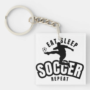 eat sleep soccer repeat key ring