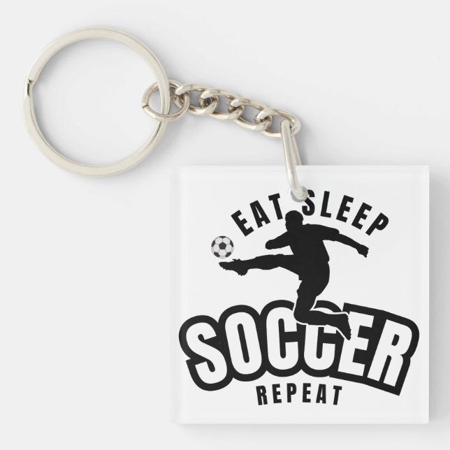 eat sleep soccer repeat  key ring (Front)