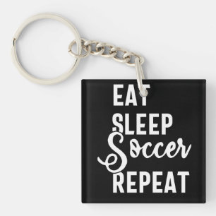 eat sleep soccer repeat key ring
