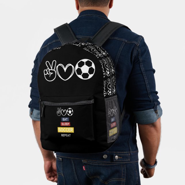 Eat sleep soccer repeat printed backpack (Insitu (Model))