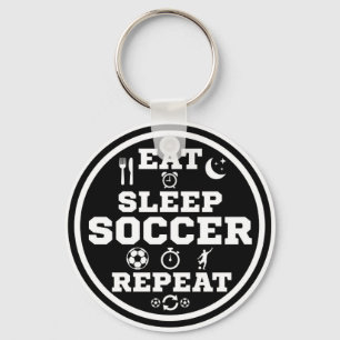 Eat Sleep Soccer Repeat Quote Key Ring