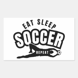 eat sleep soccer repeat rectangular sticker
