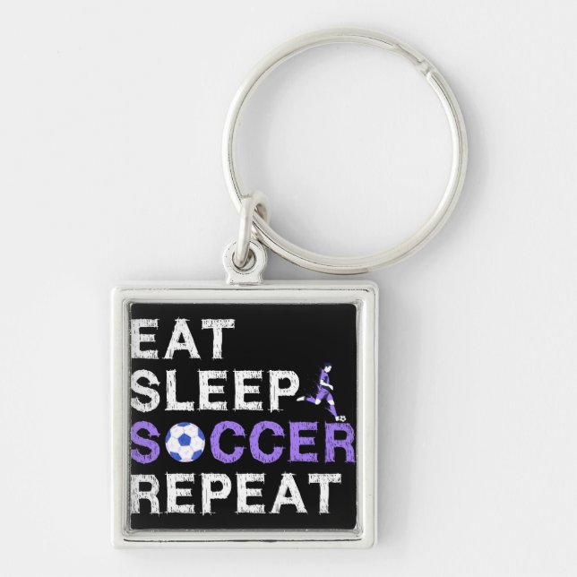 Eat Sleep Soccer Repeat Shirt Cool Sport Player Key Ring (Front)