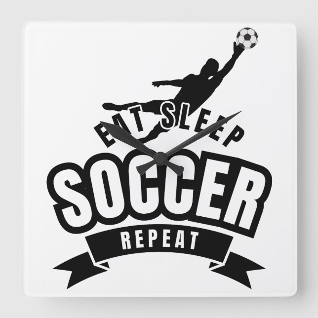 eat sleep soccer repeat  square wall clock (Front)