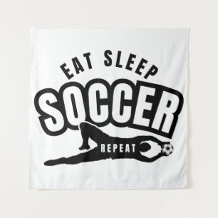 eat sleep soccer repeat tapestry