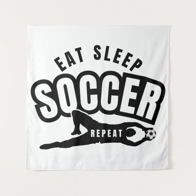 eat sleep soccer repeat  tapestry (Front)