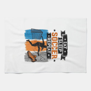 Eat Sleep Soccer Repeat Vintage Soccer Player Shir Tea Towel