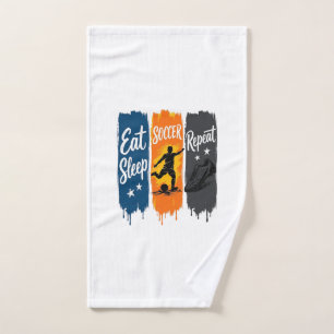 Eat Sleep Soccer Repeat Vintage Soccer Shirt Desig Hand Towel