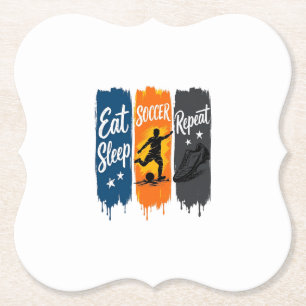 Eat Sleep Soccer Repeat Vintage Soccer Shirt Desig Paper Coaster