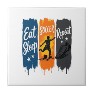 Eat Sleep Soccer Repeat Vintage Soccer Shirt Desig Tile