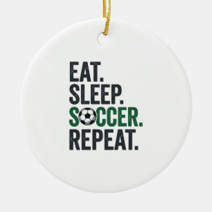 Eat Sleep Soccer Repeat Vintage T-Shirt Design_1 Ceramic Tree Decoration
