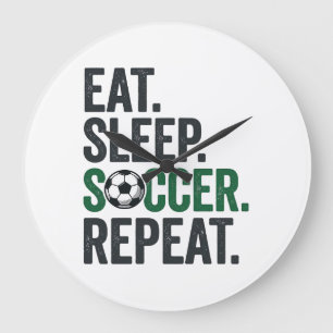 Eat Sleep Soccer Repeat Vintage T-Shirt Design_1 Large Clock