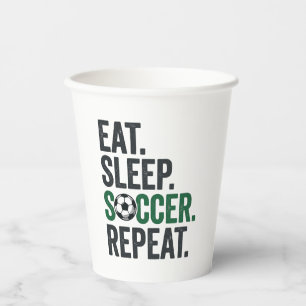 Eat Sleep Soccer Repeat Vintage T-Shirt Design_1 Paper Cups