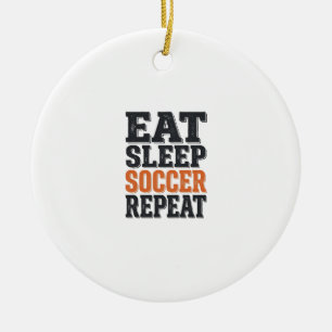 Eat Sleep Soccer Repeat Vintage Typography Shirt_1 Ceramic Tree Decoration