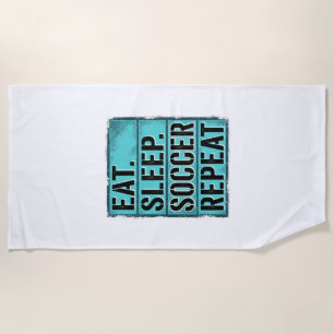 Eat Sleep Soccer Repeat Vintage Typography Shirt ( Beach Towel