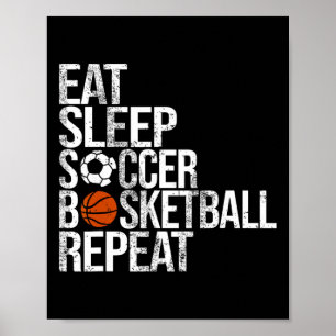 Eat Sleep Soccer Sketll Repeat Funny Sport Player Poster