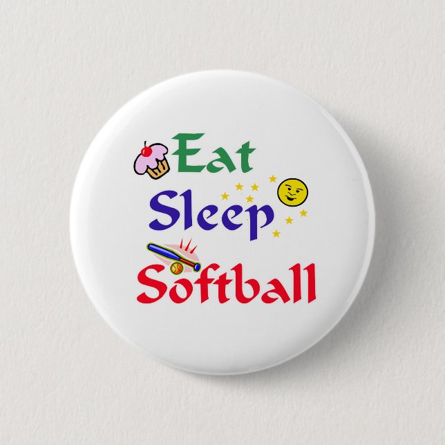 Eat Sleep Softball 6 Cm Round Badge (Front)