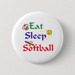 Eat Sleep Softball 6 Cm Round Badge