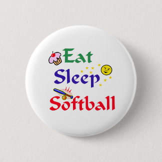 Eat Sleep Softball 6 Cm Round Badge
