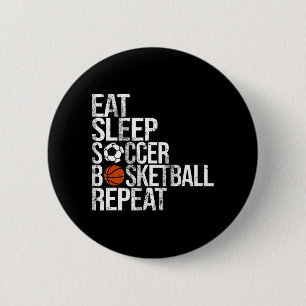 Eat Sleep Softball Basketball Repeat Fun Ball 6 Cm Round Badge