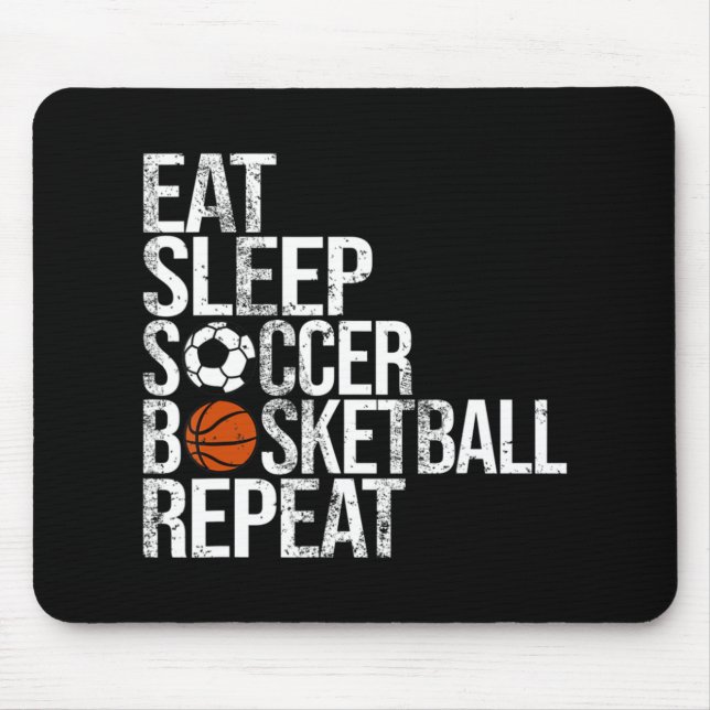 Eat Sleep Softball Basketball Repeat Fun Ball  Mouse Mat (Front)